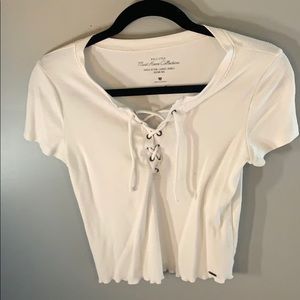 White Hollister tie top